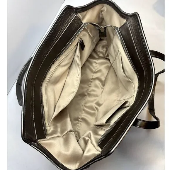 COACH Authentic Tote Carryall Shoulder Bag Purse Snake Print Leather Trim Black - Picture 10 of 11